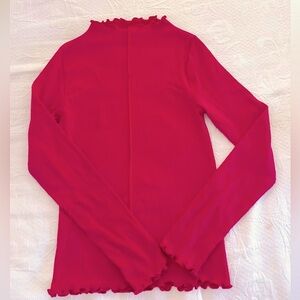 Old Navy Pink Ribbed Ruffled Blouse